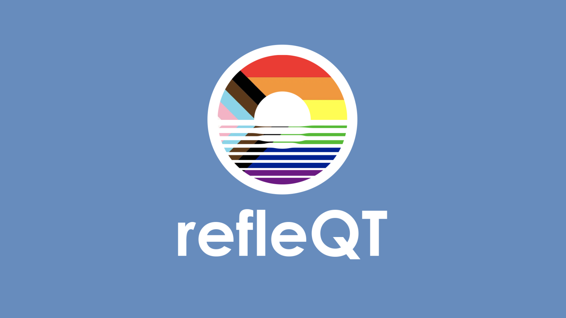 The refleQT group logo featuring sunlight reflecting on water represents this counselling group for LGBTQ2S+ folks