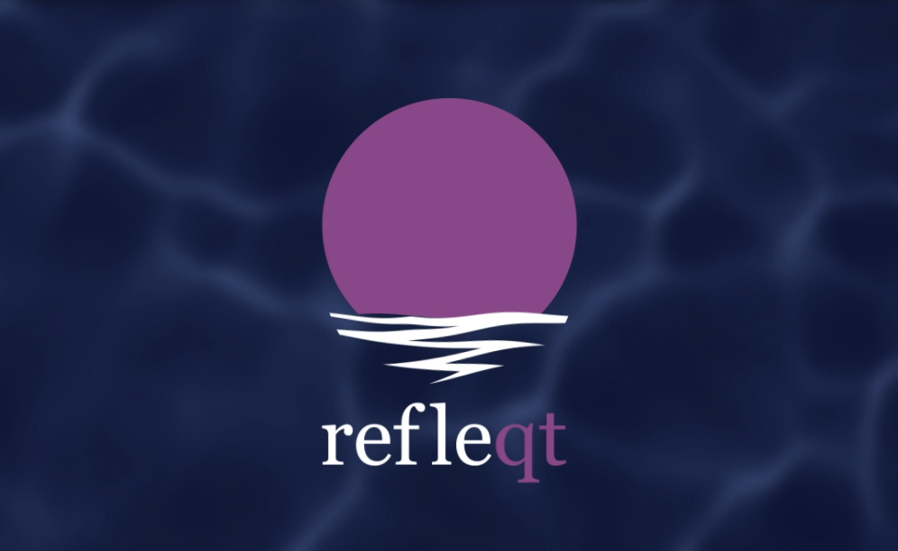 The refleQT group logo featuring sunlight reflecting on water represents this counselling group for LGBTQ2S+ folks