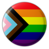 2SLGBTQ+ Safe(r) Spaces Button, With Trans And Bipoc Colours