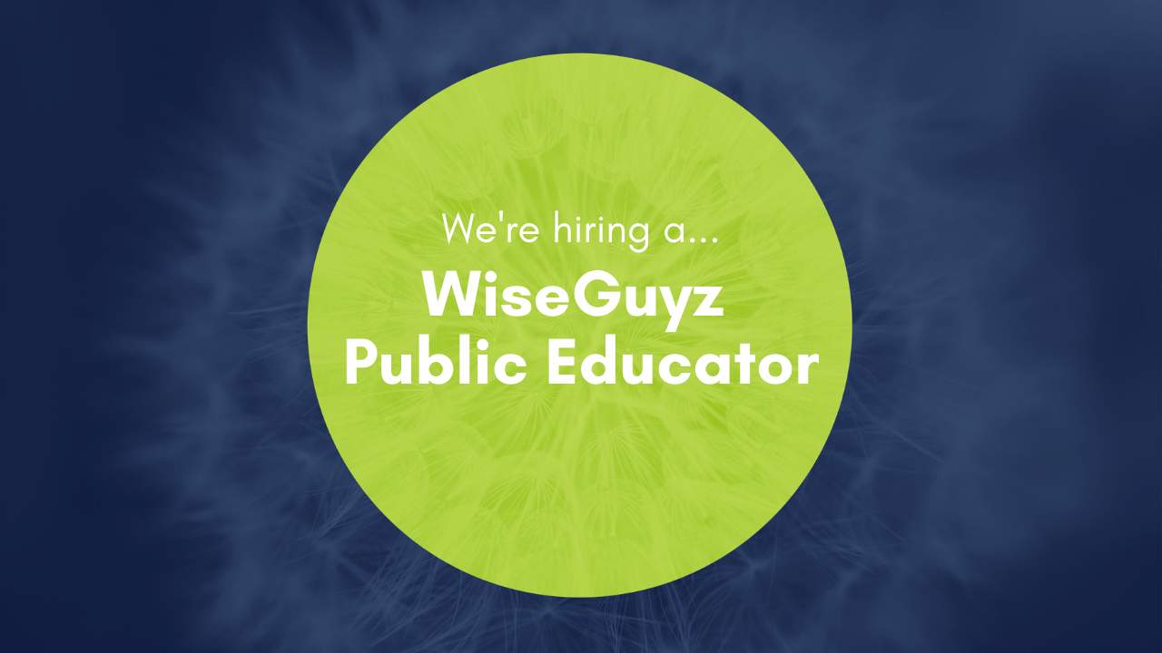 Navy Blue Banner With A Lime Green Circle In The Centre With Text That Reads