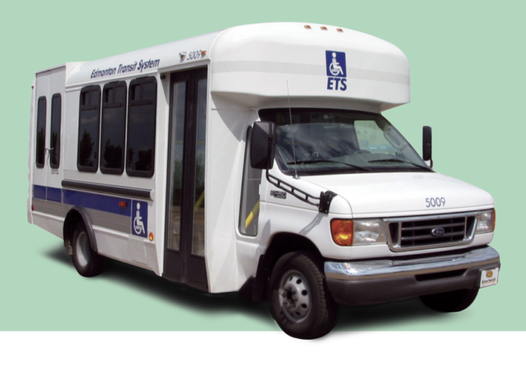 DATS Mint 1 A DATS bus is displayed, one of the ways clients can access SACE services. Contact us for support in coordinating DATS transportation.