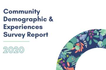 Text That Reads Community Demographic & Experiences Survey Report 2020 On A White Background