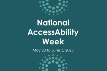 Dark Background With Circles And Text That Says "National AccessAbility Week May 28 To June 3, 2023"