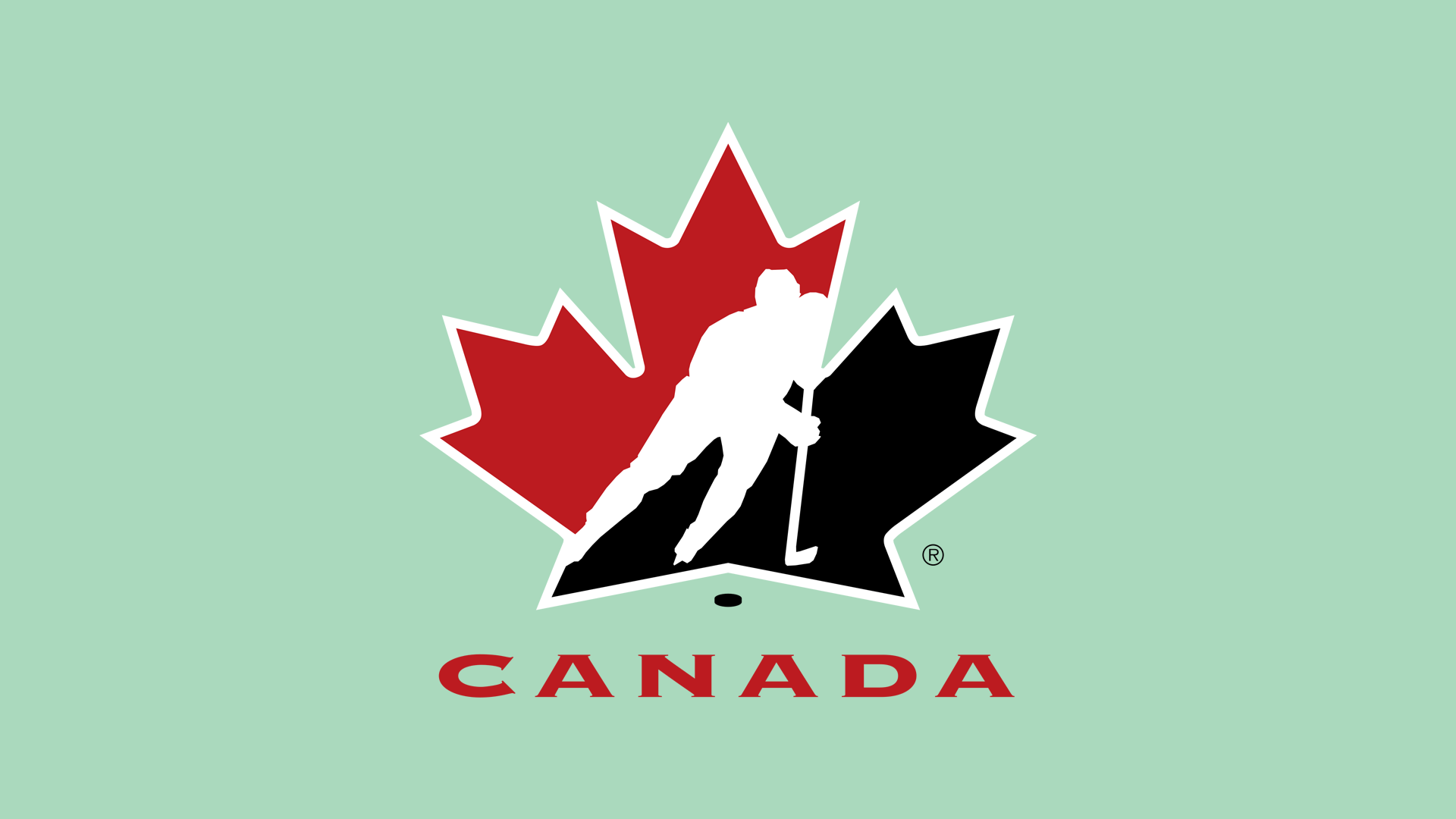 Hockey Canada logo on top of a mint background