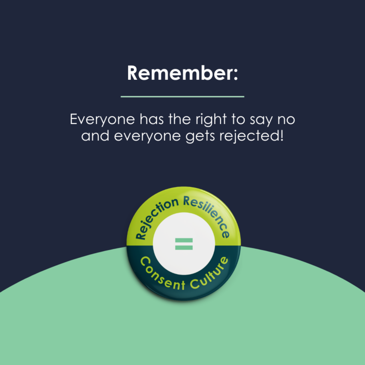 Remember: Everyone has the right to say no and everyone gets rejected! Rejection Resilience = Consent Culture